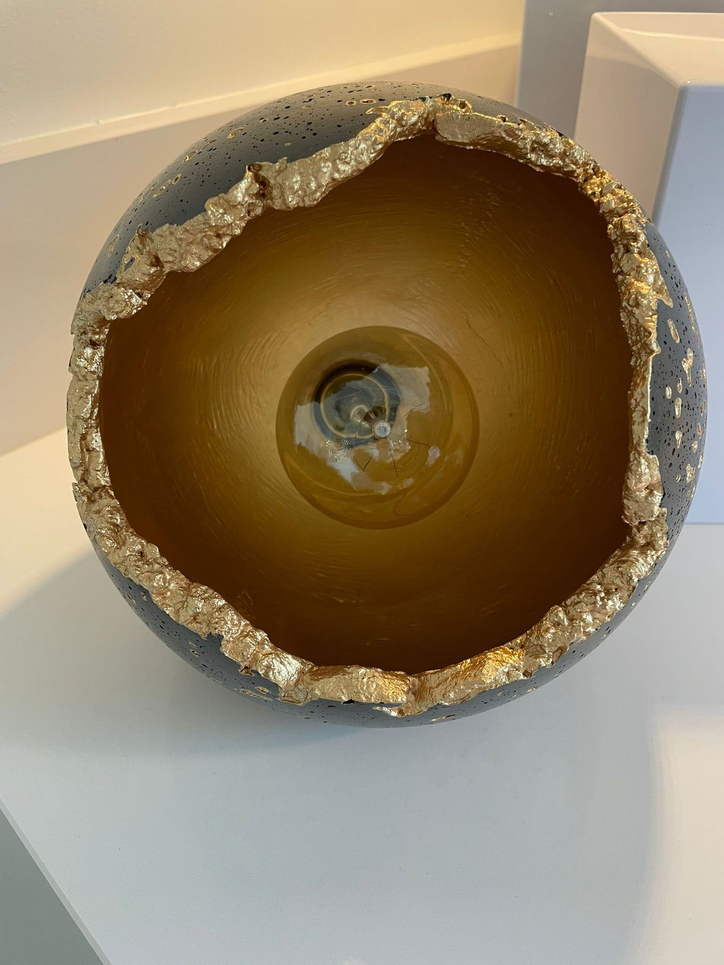 Handmade Concrete Sphere Table Lamp – Wabi-Sabi Elegance with a Quirky Twist image 7