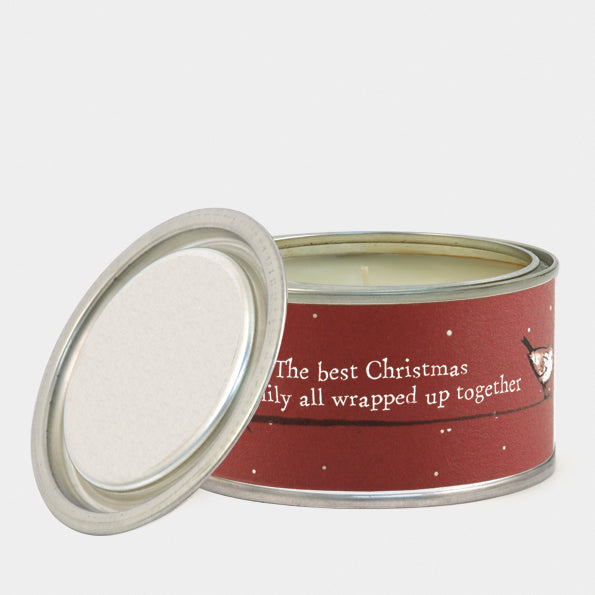 “Best Christmas is Family” Red Robin Candle – Festive Warmth with a Heartfelt Message image 1