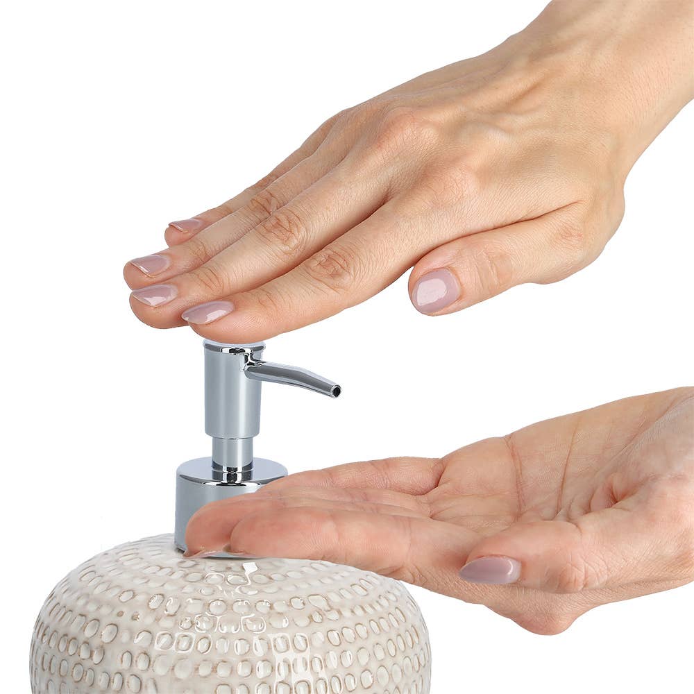 Soap dispenser "Natural Structure", stoneware, beige