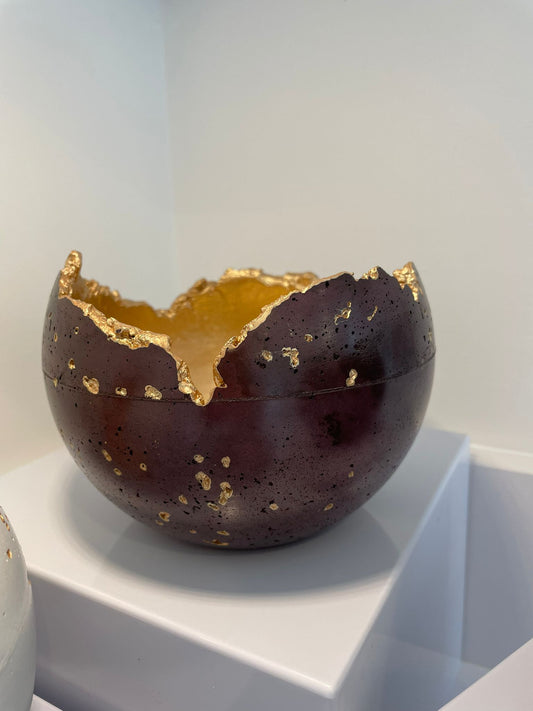 Aubergine Concrete Decorative Sphere Planter – Wabi-Sabi Inspired Elegance image 0