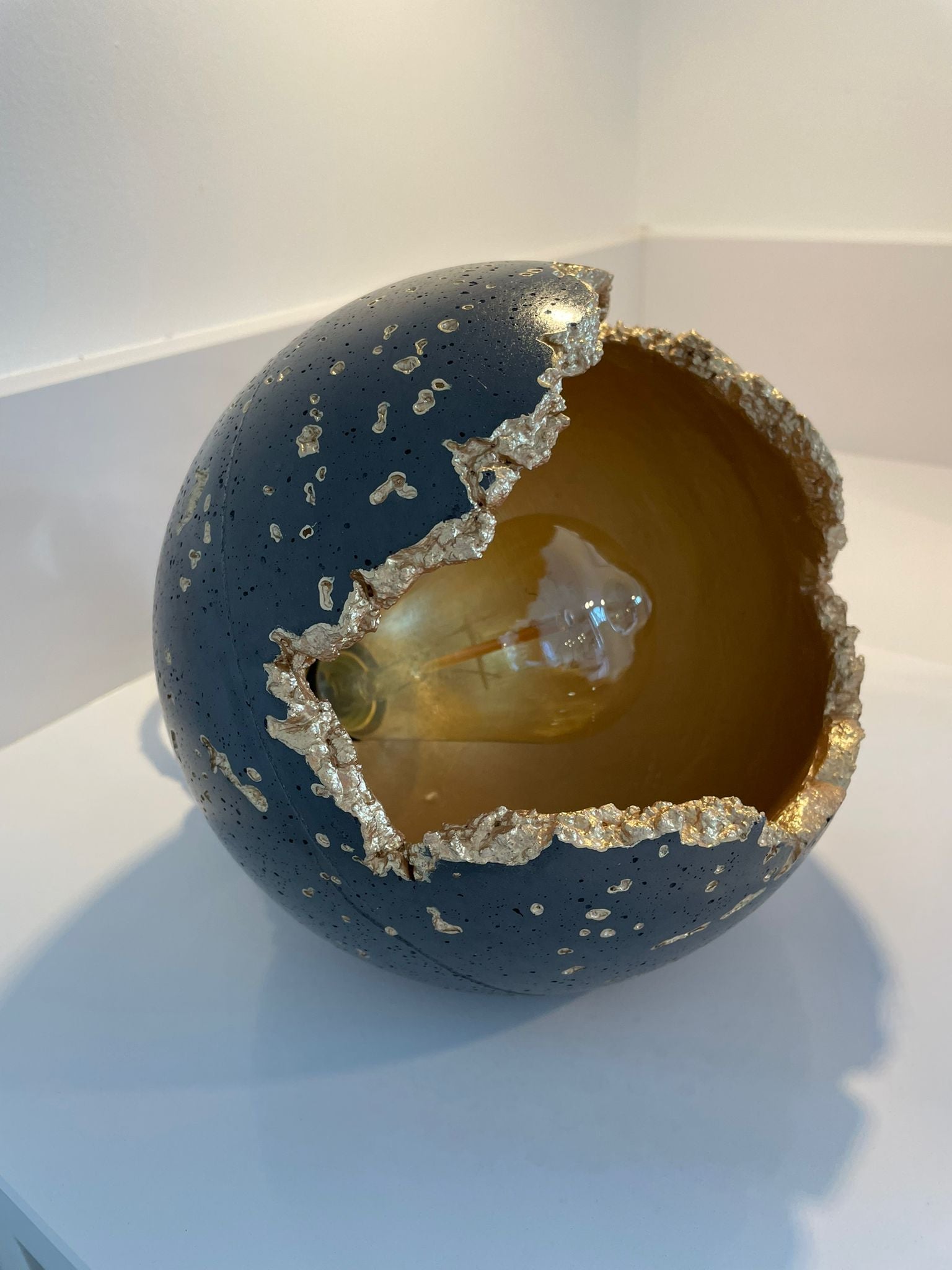Handmade Concrete Sphere Table Lamp – Wabi-Sabi Elegance with a Quirky Twist image 8