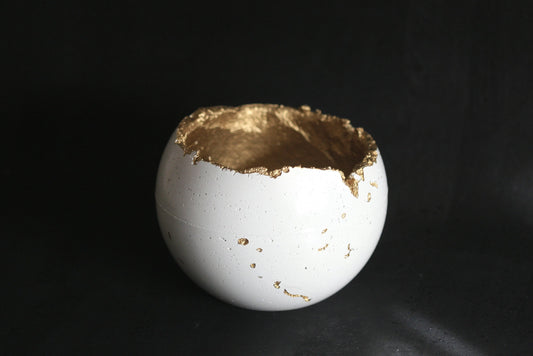 White Concrete Decorative Sphere Planter – Wabi-Sabi Inspired Minimalism image 0