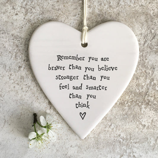 East of India Porcelain Heart – "Remember You Are Braver" image 0