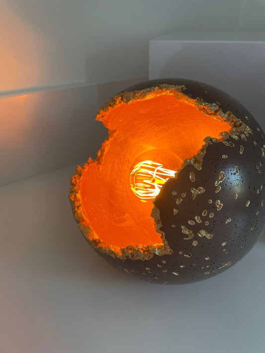 Handmade Concrete Sphere Table Lamp – Wabi-Sabi Elegance with a Quirky Twist image 0