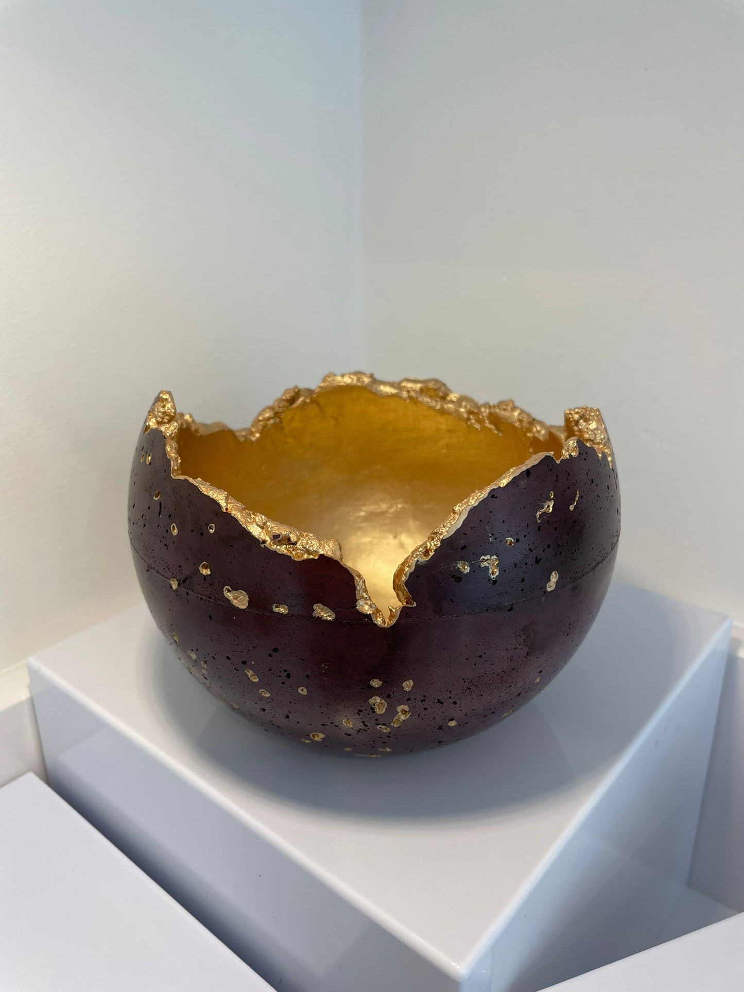 Aubergine Concrete Decorative Sphere Planter – Wabi-Sabi Inspired Elegance image 1