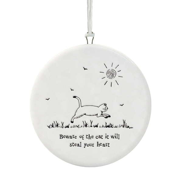 Porcelain Cat Hanger – “Beware of the Cat” Playful Pet Decor image 1
