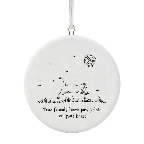 Porcelain Cat Hanger – “True Friends Leave Paw Prints” Heartfelt Pet Keepsake image 1