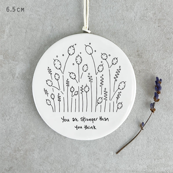 East of India Porcelain Tall Flower Hanger – "You Are Stronger Than You Think" image 3