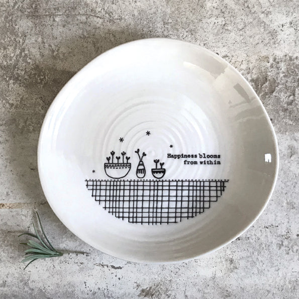 East of India Porcelain Plate – "Happiness Blooms from Within" image 0