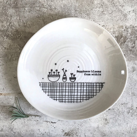 East of India Porcelain Plate – "Happiness Blooms from Within" image 0