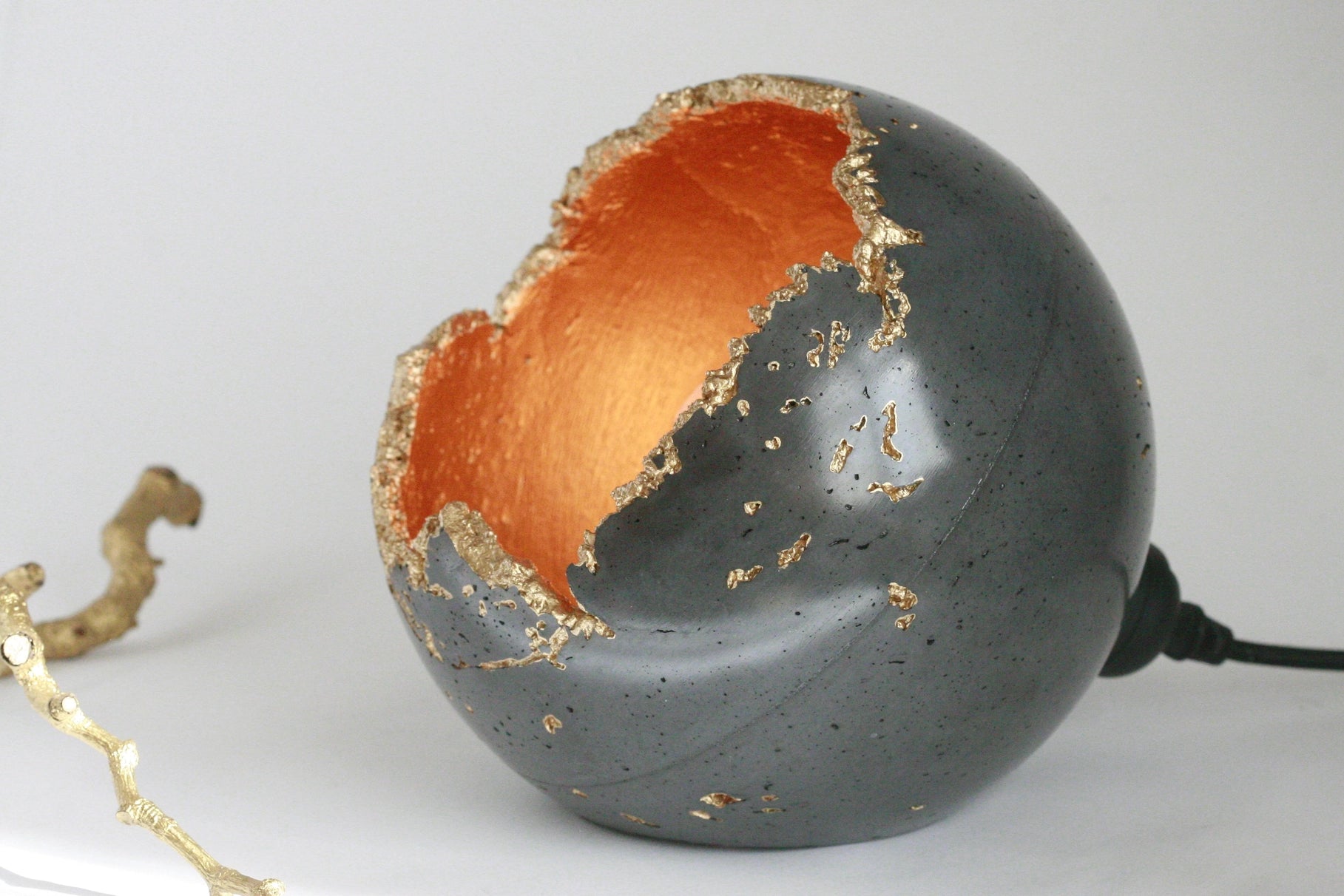 Handmade Concrete Sphere Table Lamp – Wabi-Sabi Elegance with a Quirky Twist image 3