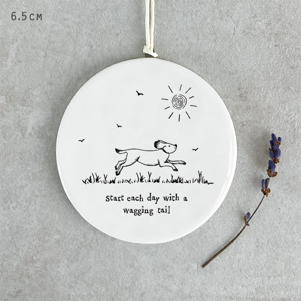 Porcelain Dog Hanger – “Start Each Day with a Wagging Tail” Uplifting Pet Decor image 3