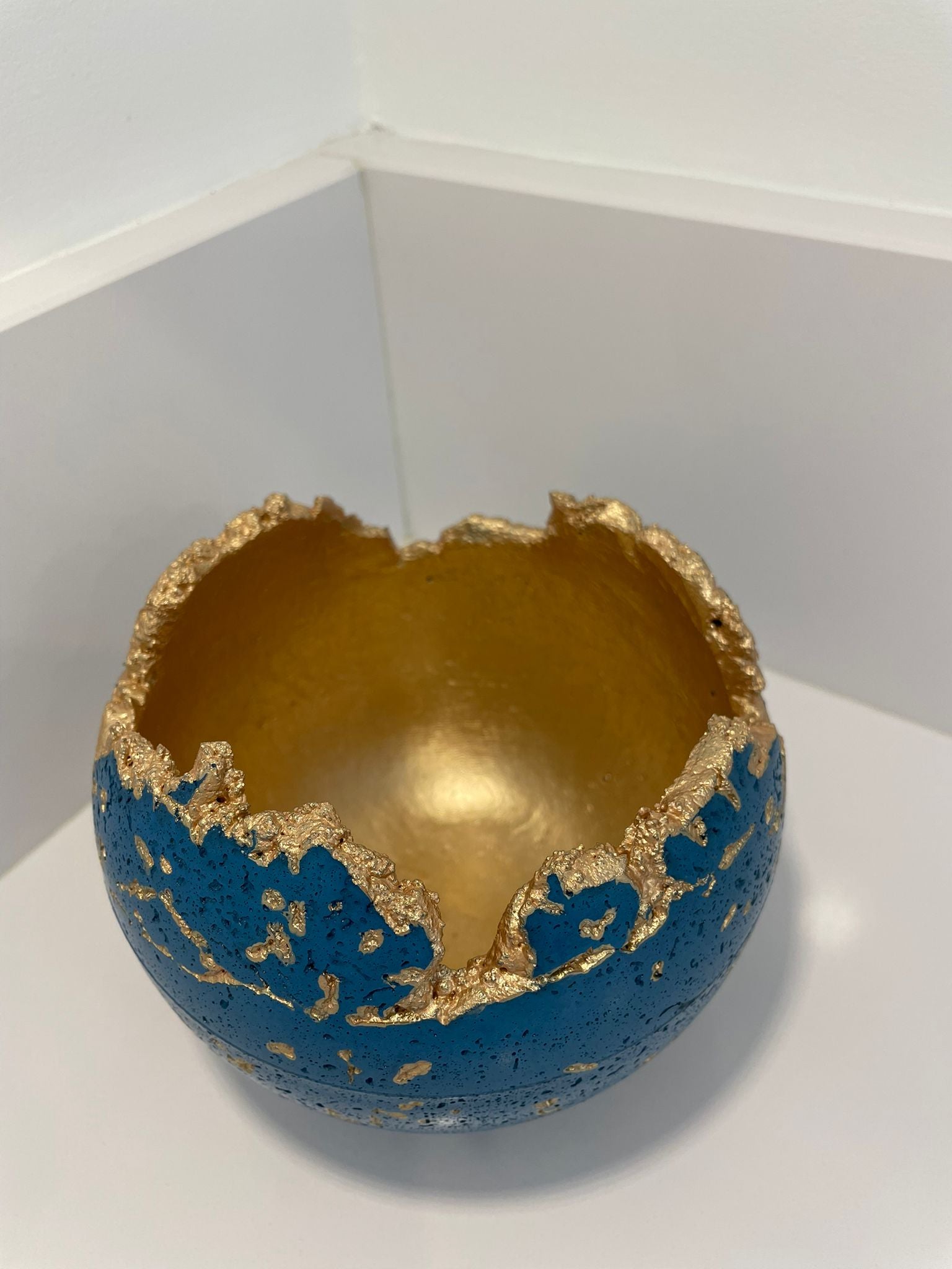 Blue Concrete Decorative Sphere Planter – Wabi-Sabi Inspired Minimalism image 2