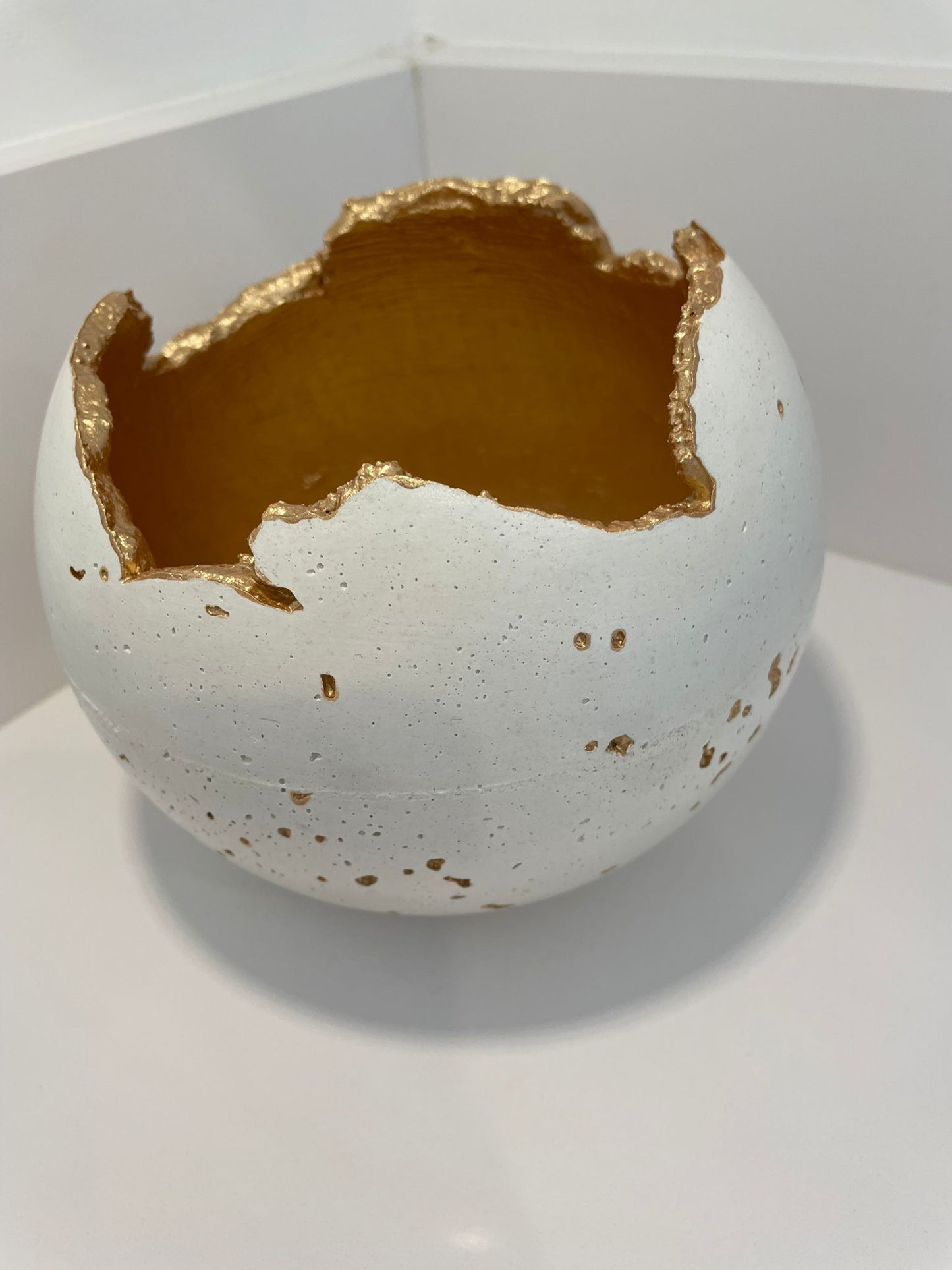 White Concrete Decorative Sphere Planter – Wabi-Sabi Inspired Elegance image 2