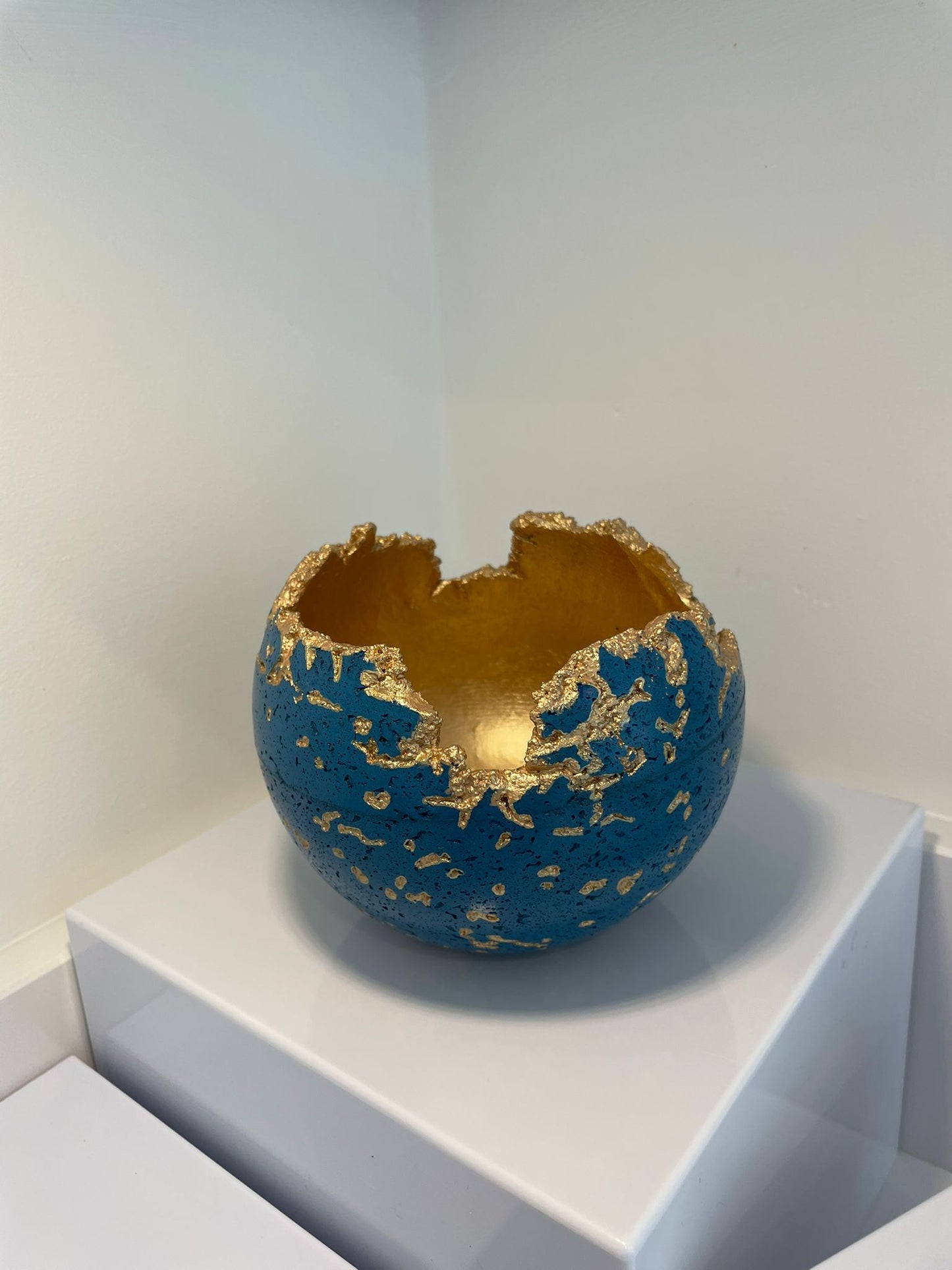 Blue Concrete Decorative Sphere Planter – Wabi-Sabi Inspired Minimalism image 5