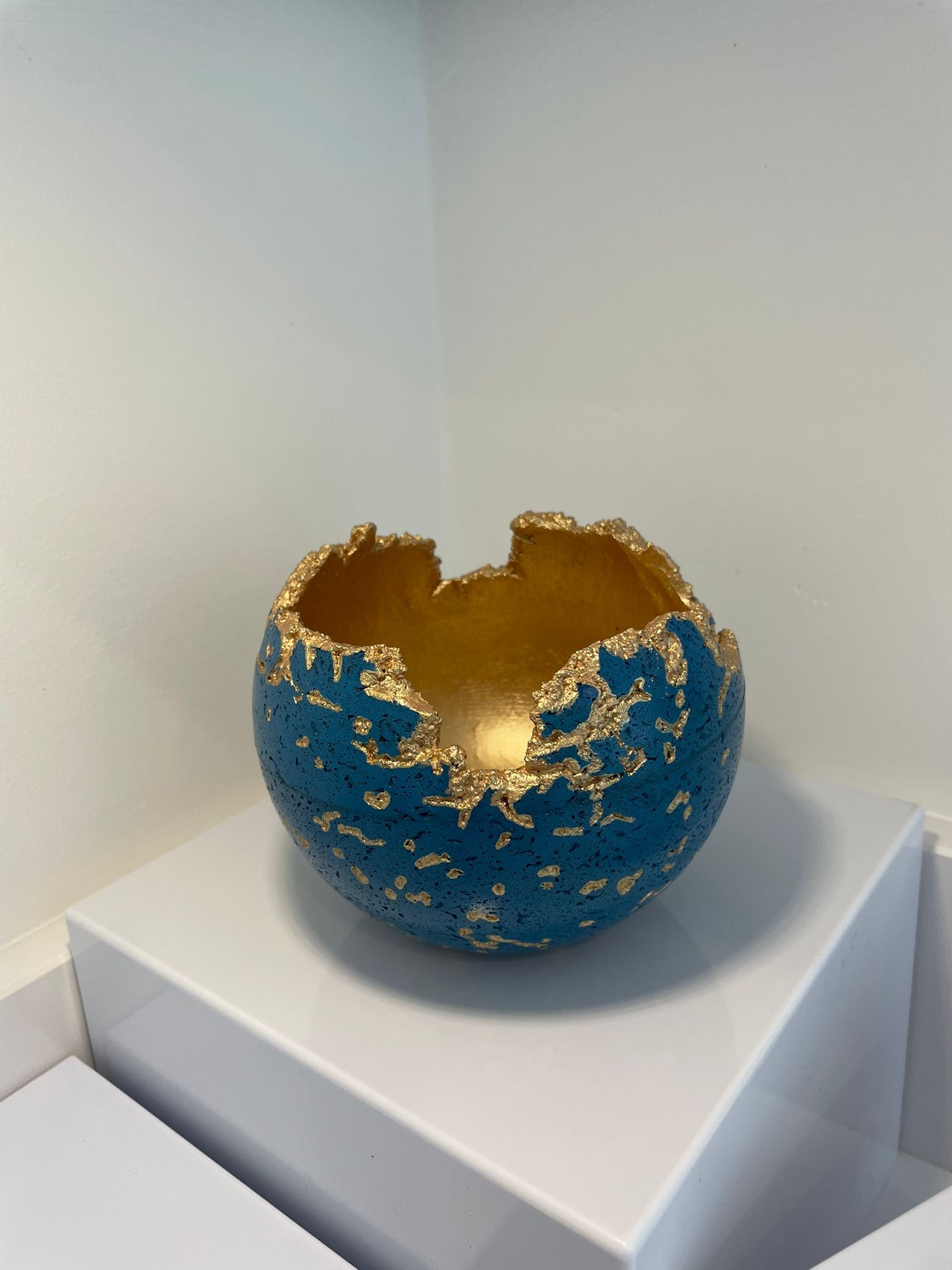 Blue Concrete Decorative Sphere Planter – Wabi-Sabi Inspired Minimalism image 5