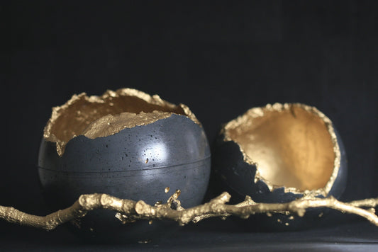 Charcoal Concrete Decorative Sphere Planter – Wabi-Sabi Inspired Elegance image 0