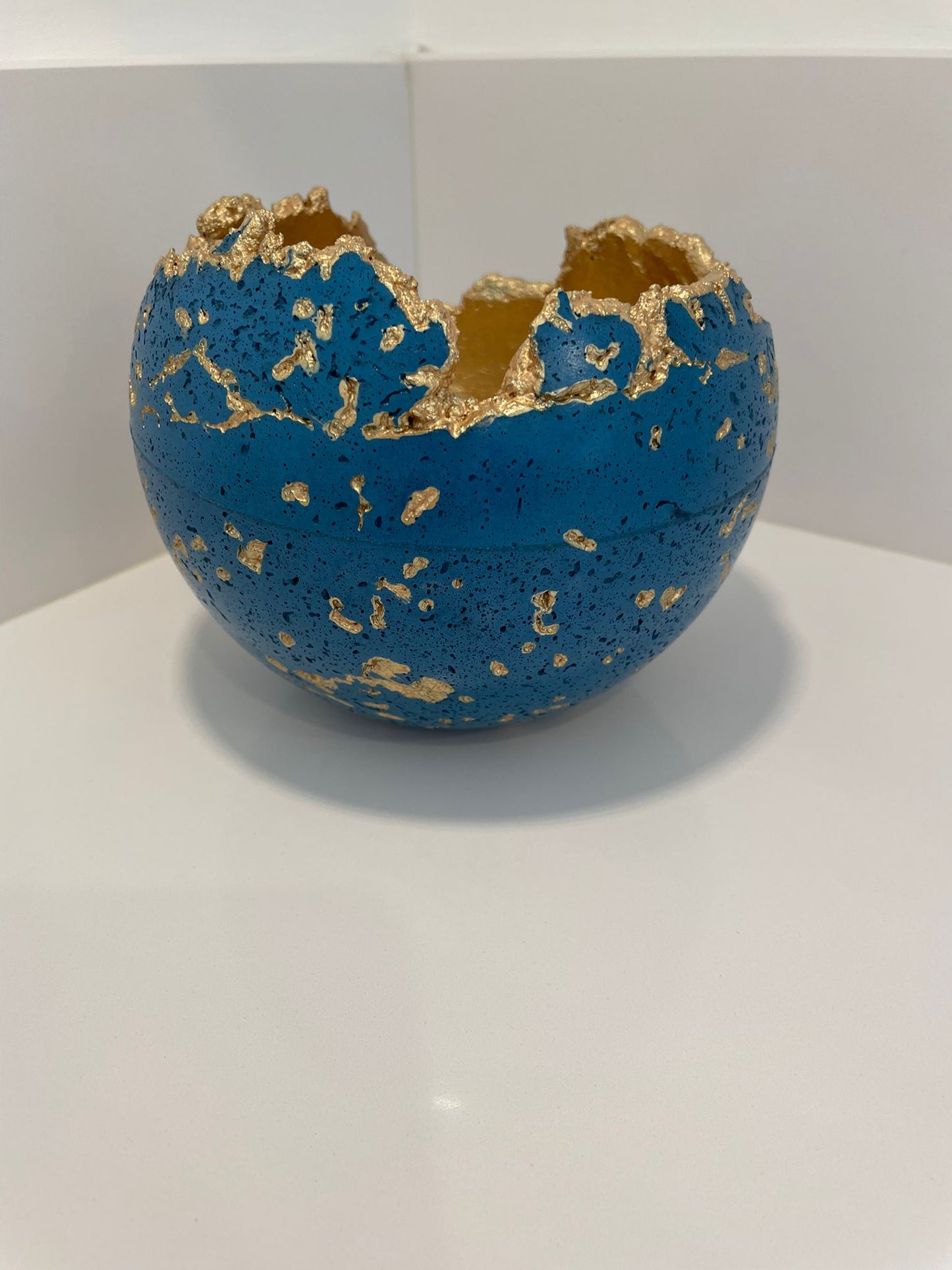 Blue Concrete Decorative Sphere Planter – Wabi-Sabi Inspired Minimalism image 1