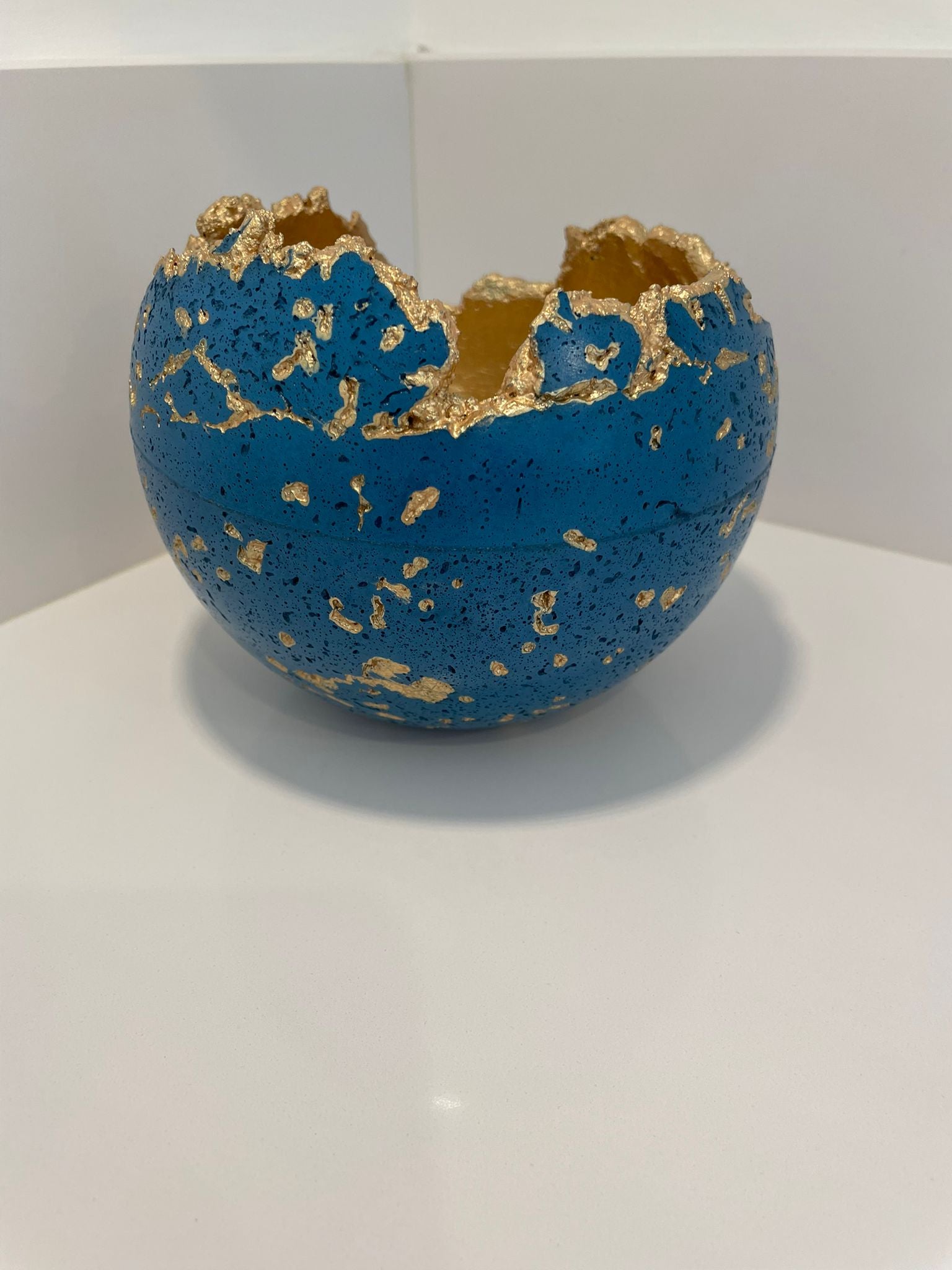 Blue Concrete Decorative Sphere Planter – Wabi-Sabi Inspired Minimalism image 1