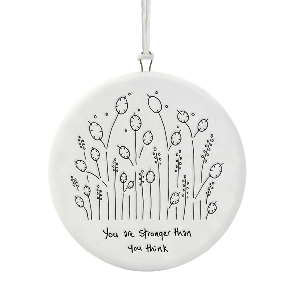 East of India Porcelain Tall Flower Hanger – "You Are Stronger Than You Think" image 1