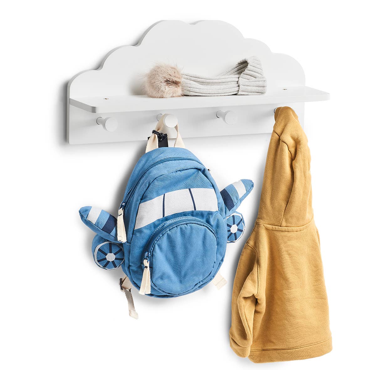 Children's Wall Coat Rack 'Cloud', MDF, White