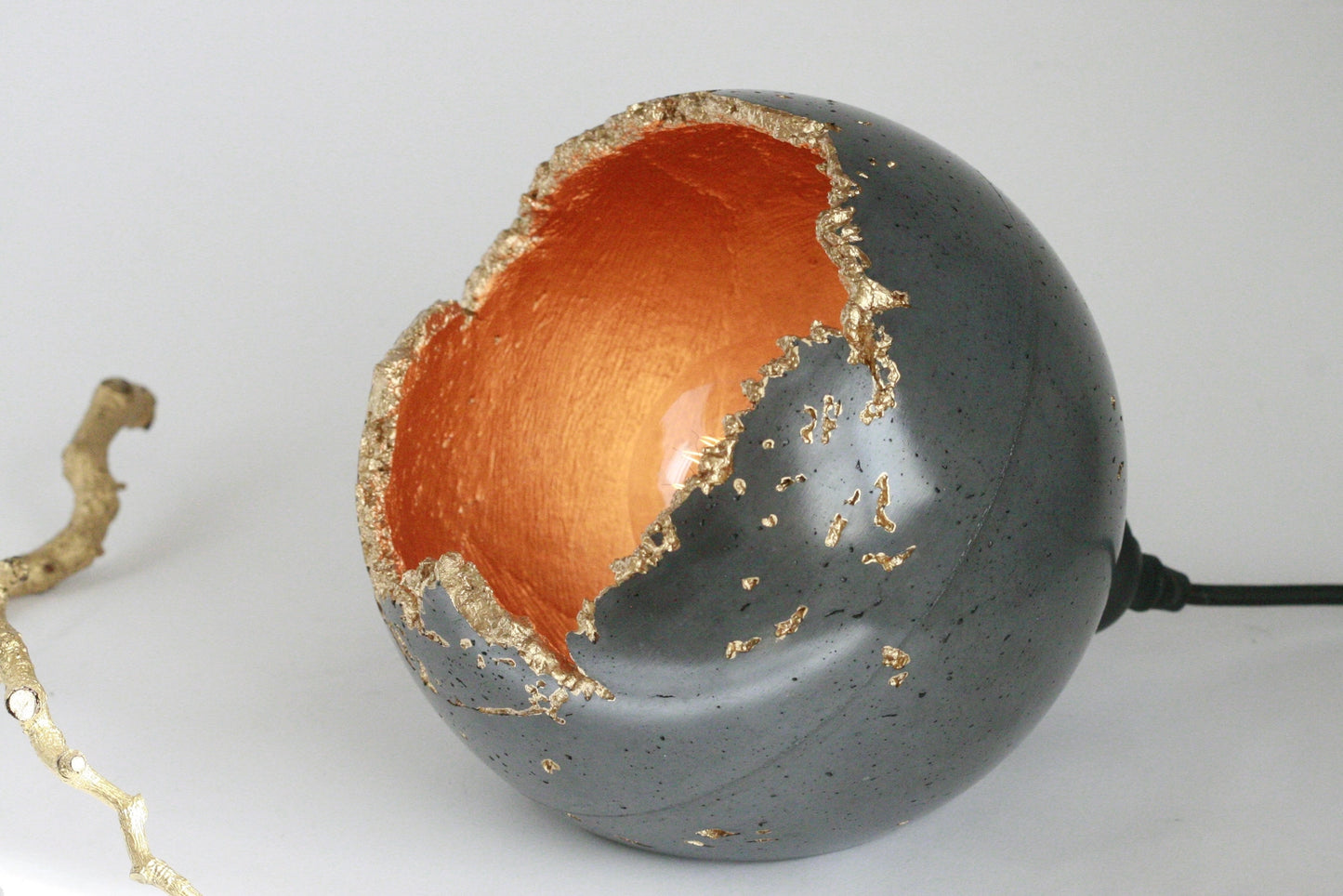 Handmade Concrete Sphere Table Lamp – Wabi-Sabi Elegance with a Quirky Twist image 6