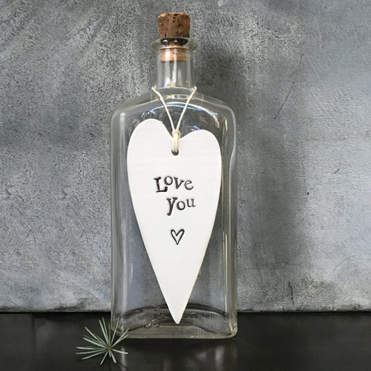 East of India Porcelain Long Heart – "Love You" image 0