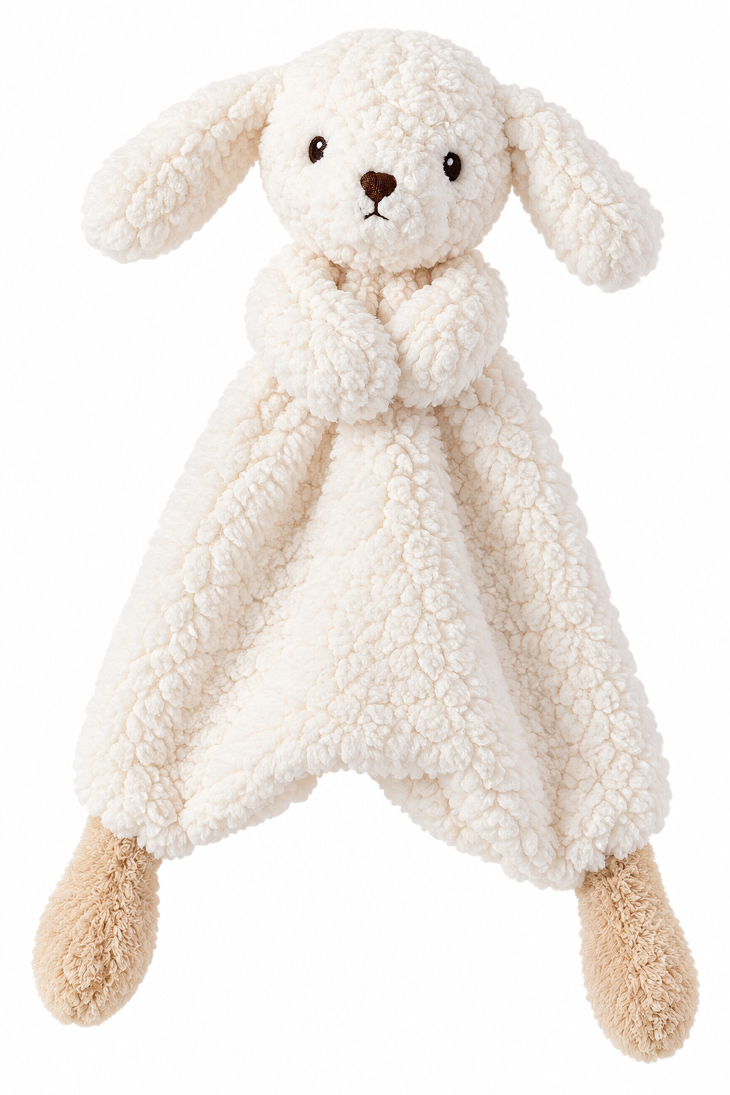 Soft lamb comforter with camel-tone details