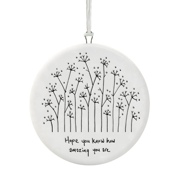 East of India Porcelain Tall Flower Hanger – "Hope You Know How Amazing You Are" image 1