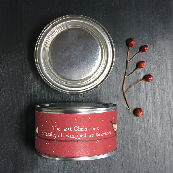 “Best Christmas is Family” Red Robin Candle – Festive Warmth with a Heartfelt Message image 0