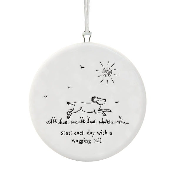Porcelain Dog Hanger – “Start Each Day with a Wagging Tail” Uplifting Pet Decor image 1