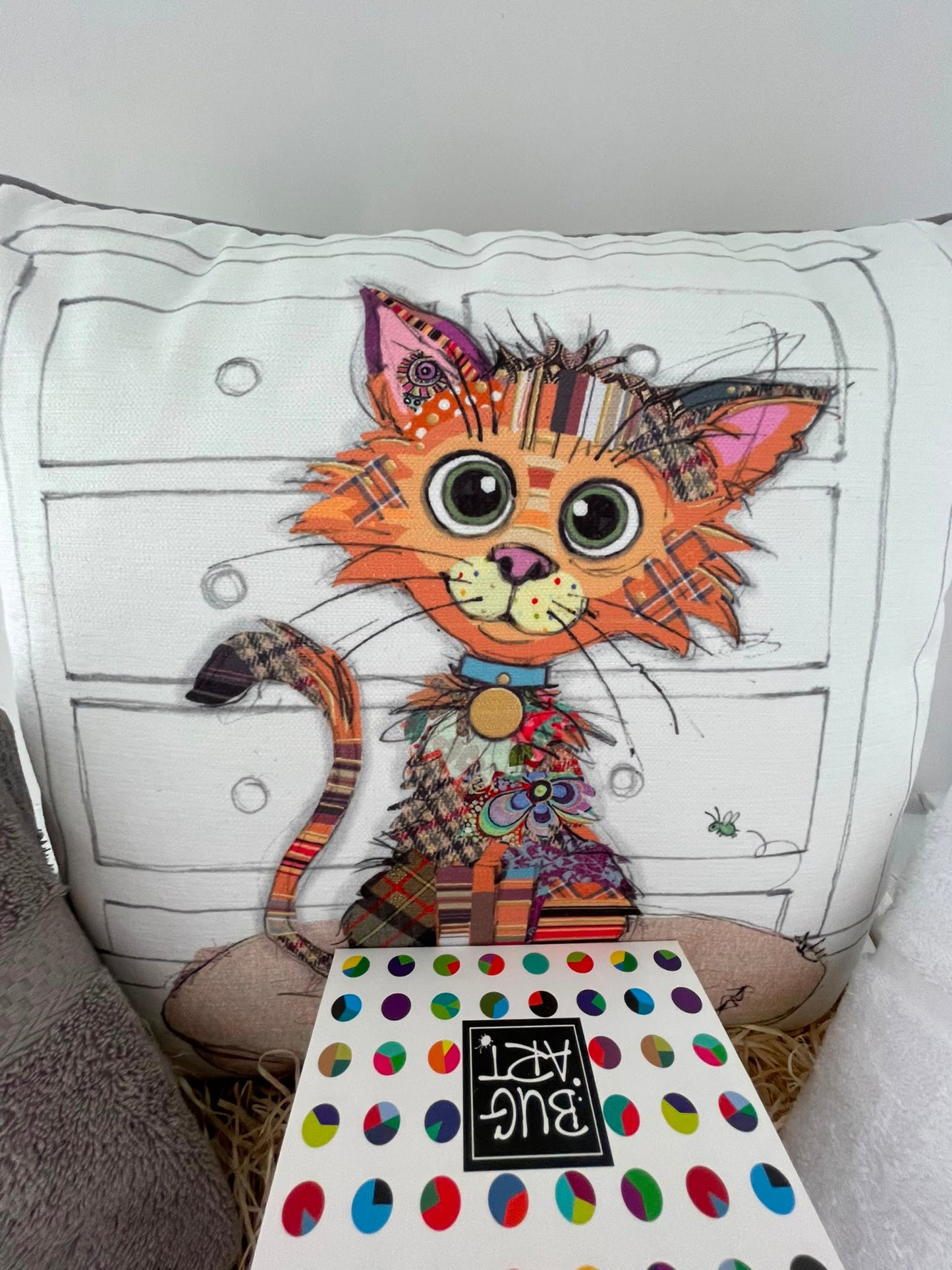 Cat Lover's Gift Hamper – Quirky Cat Cushion, Mug & Two Luxury Hand Towels
