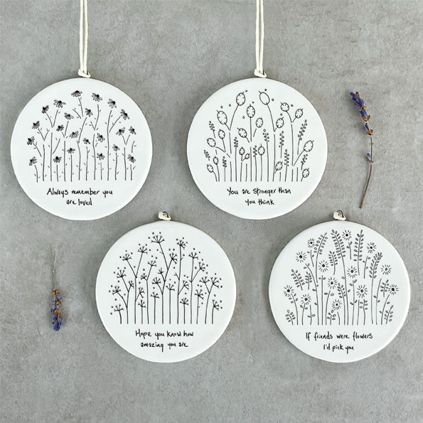 East of India Porcelain Tall Flower Hanger – "You Are Stronger Than You Think" image 2