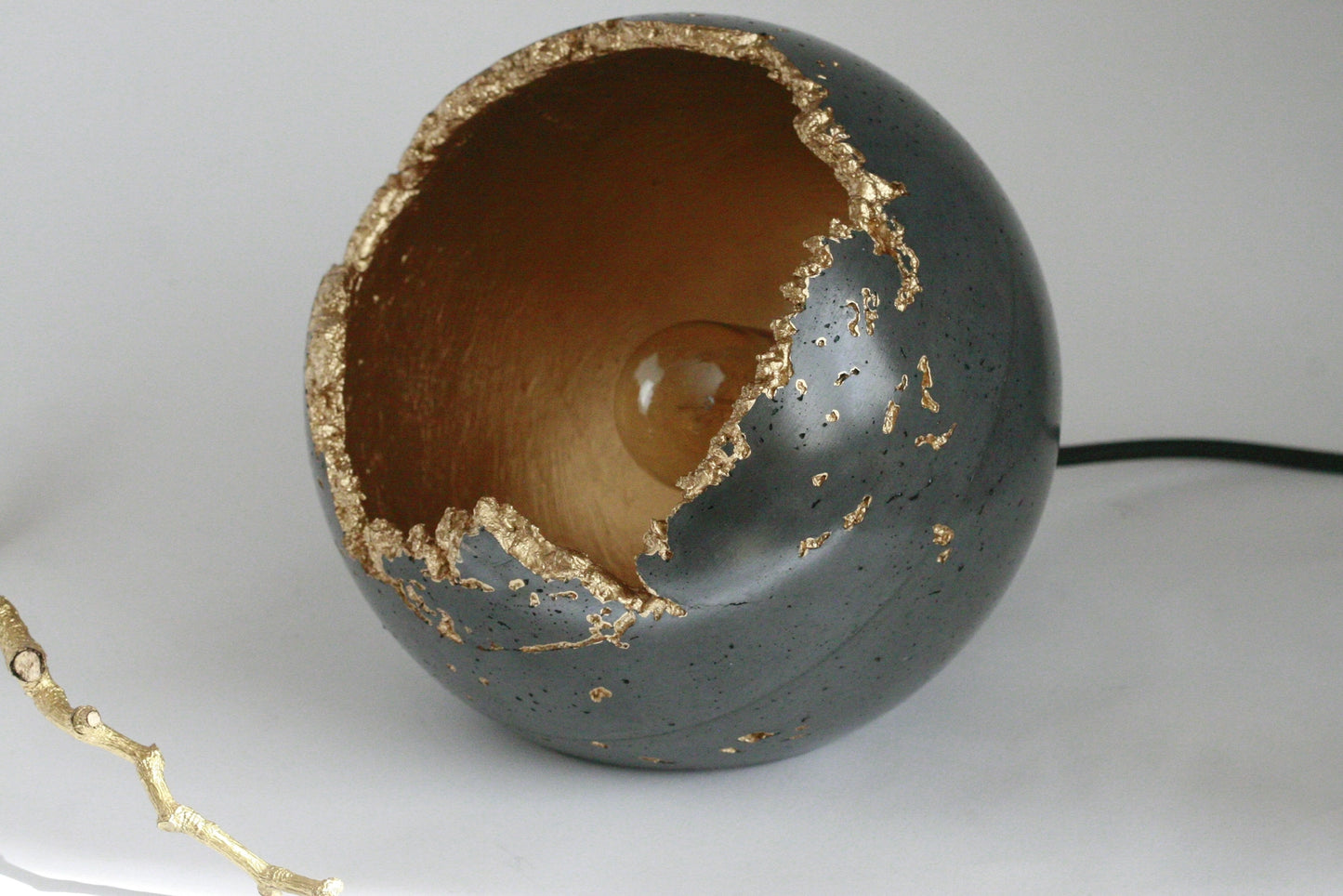 Handmade Concrete Sphere Table Lamp – Wabi-Sabi Elegance with a Quirky Twist image 4