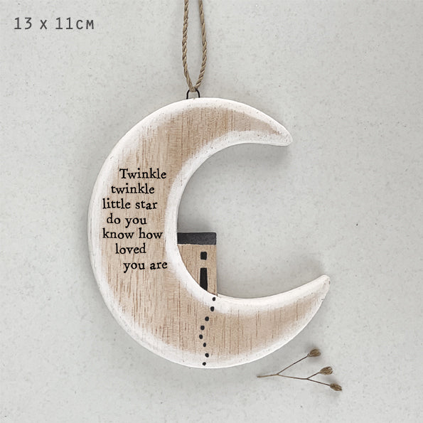 Wooden Moon Plaque – “Twinkle Twinkle” Nursery Decor image 0