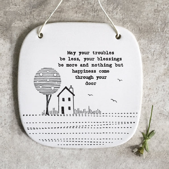 Porcelain Picture – “May Your Troubles” Inspirational Keepsake image 0