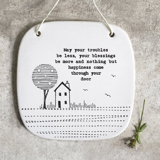 Porcelain Picture – “May Your Troubles” Inspirational Keepsake image 0