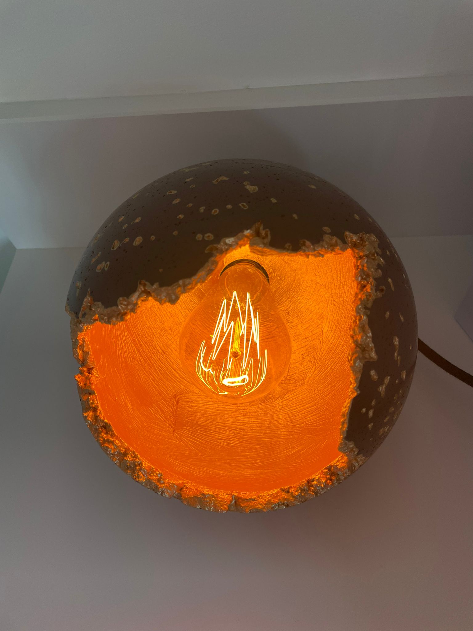 Handmade Concrete Sphere Table Lamp – Wabi-Sabi Elegance with a Quirky Twist image 9