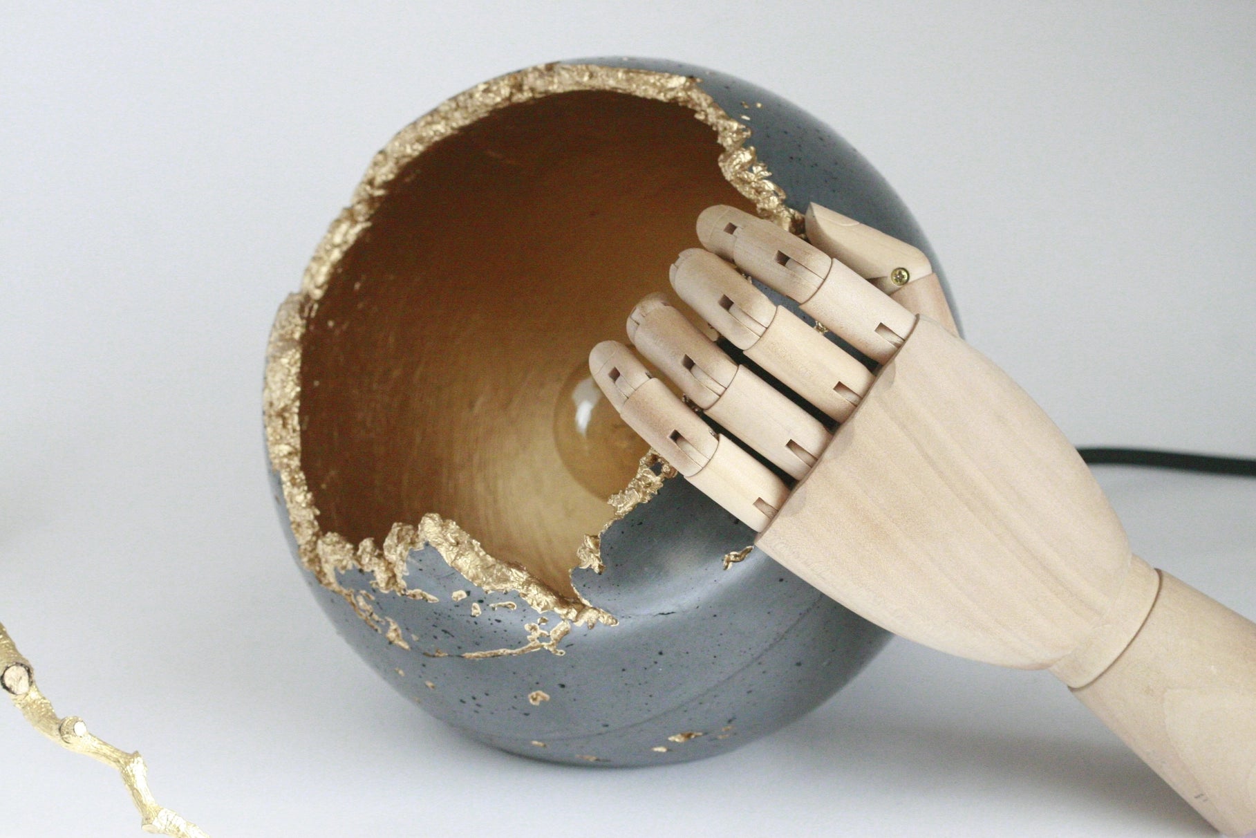 Handmade Concrete Sphere Table Lamp – Wabi-Sabi Elegance with a Quirky Twist image 5