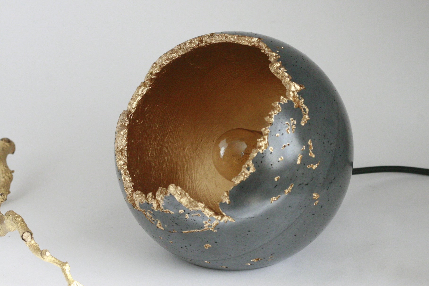 Handmade Concrete Sphere Table Lamp – Wabi-Sabi Elegance with a Quirky Twist image 2