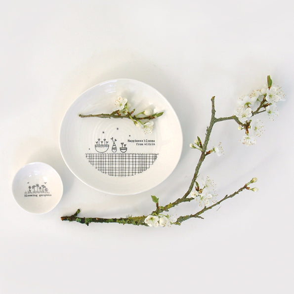 East of India Porcelain Plate – "Happiness Blooms from Within" image 1
