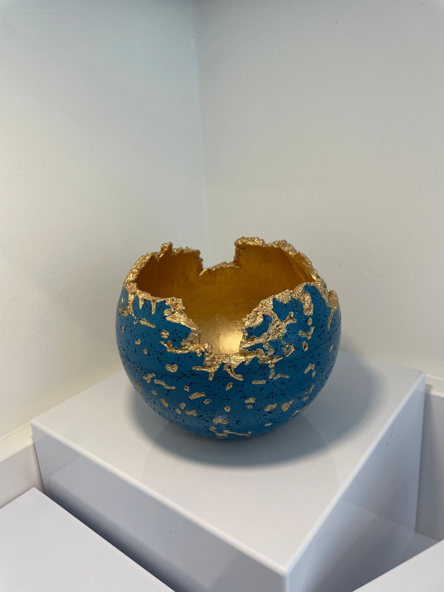 Blue Concrete Decorative Sphere Planter – Wabi-Sabi Inspired Minimalism image 6